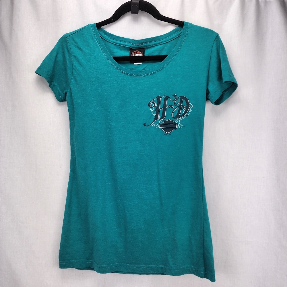Harley-Davidson Teal Short Sleeve Tshirt Sturgis South Dakota Size Small